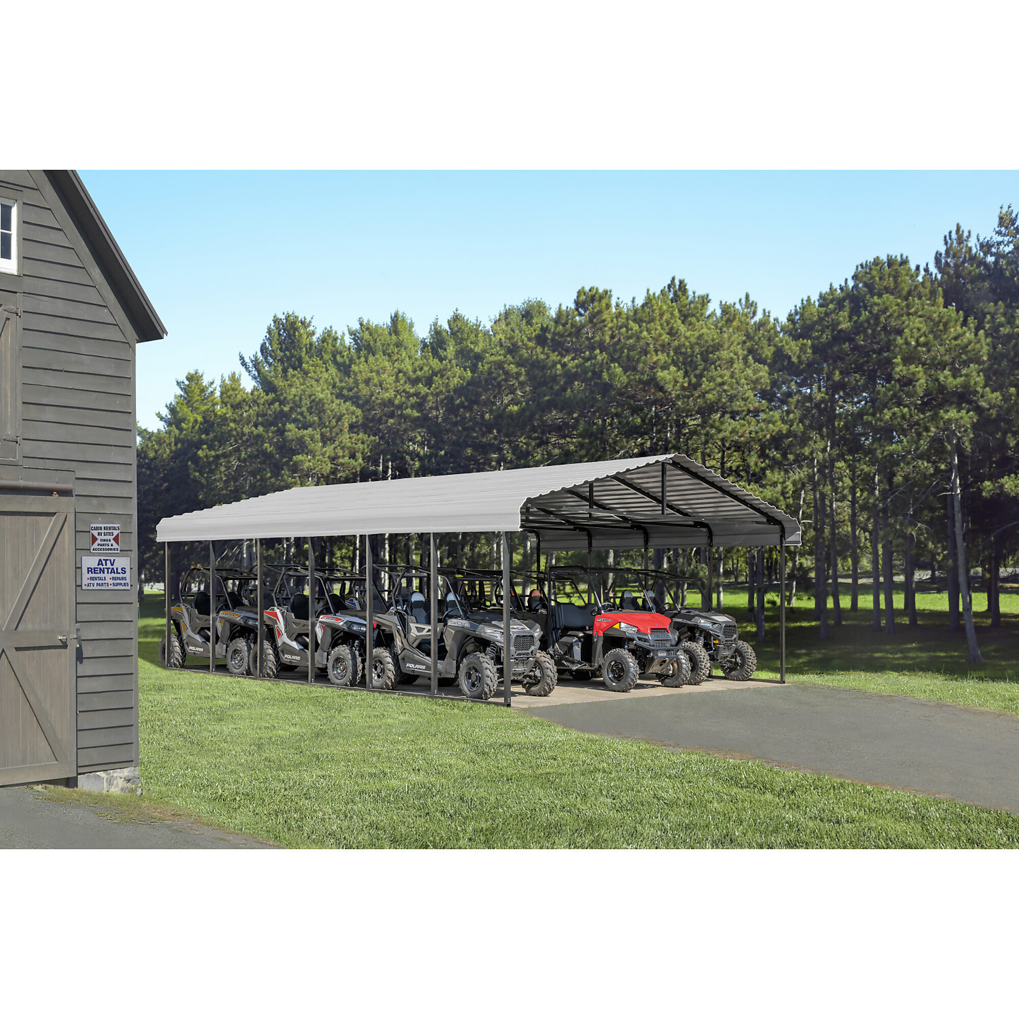 Arrow Carport, 20ft. x 29ft. x 9ft. Eggshell, Center 11.9ft., Galvanized Steel, Model# CPH202909